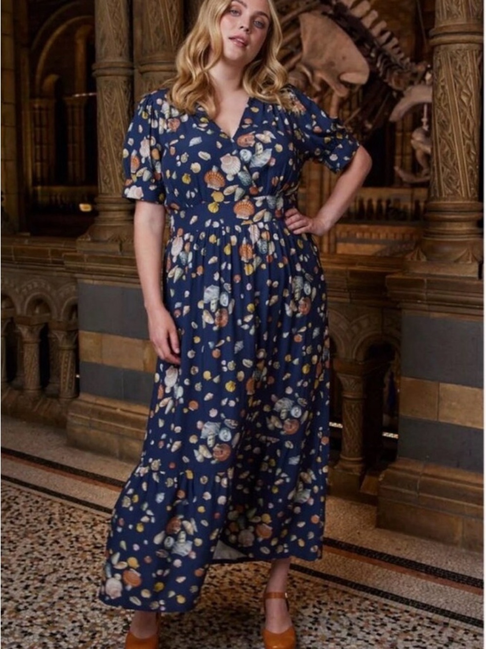Natural History Museum x Joanie Albertine Shell Print Midaxi Dress